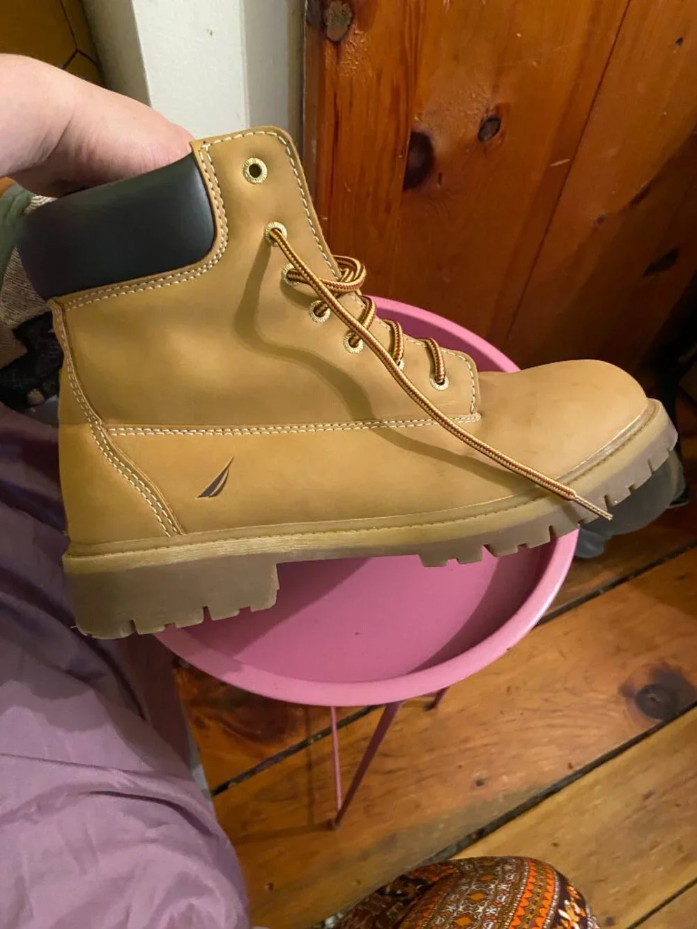 Nautica tan leather ankle work boot